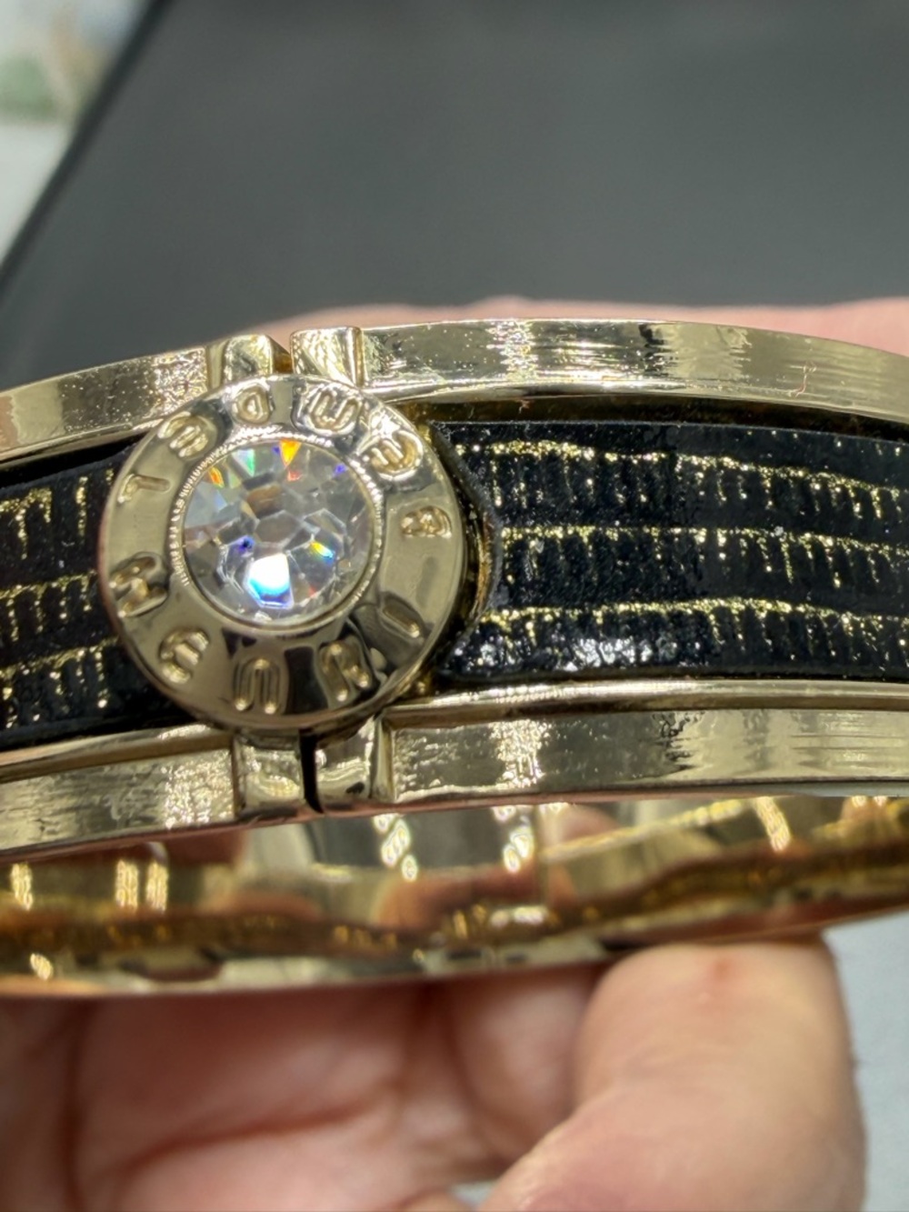 Henri Bendel Hinged Cuff Leather Bracelet